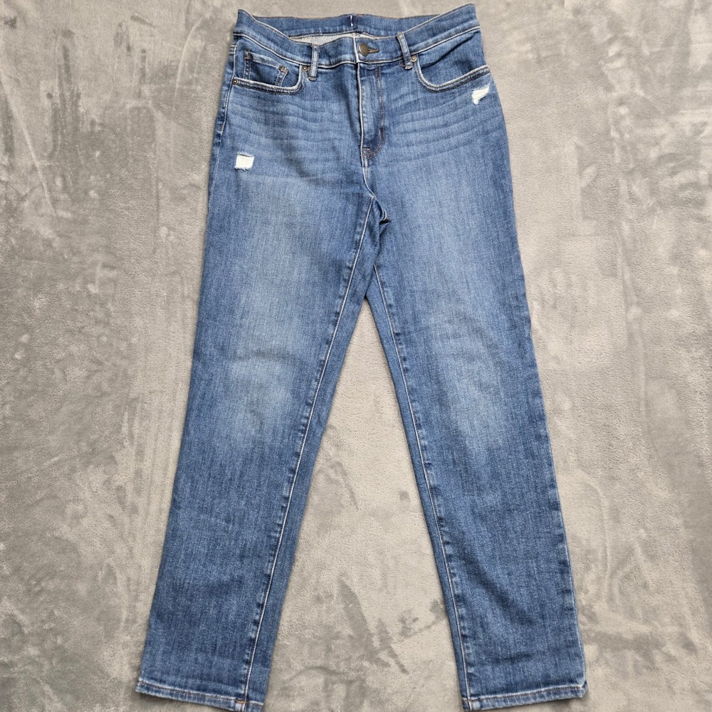 Loft Ann Taylor Boyfriend Jeans Distressed Denim Womens Size 6 30x28 Relaxed Fit